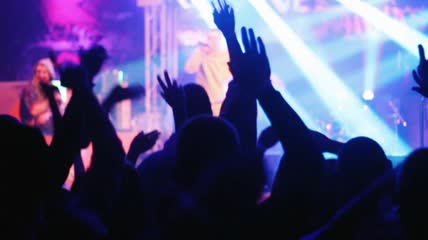 演唱会人群的跳跃和欢呼