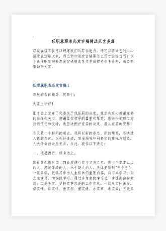 任职就职表态发言稿精选范文多篇