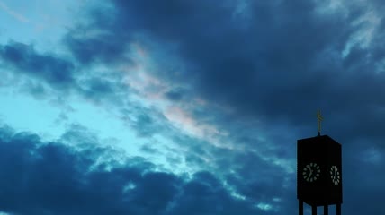 暴风雨前教堂上空乌云密布延时视频