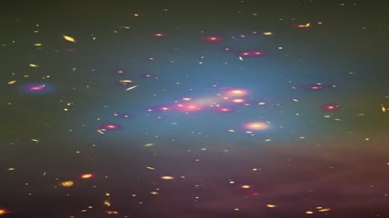 恒星星系穿过太空黄色云层视频
