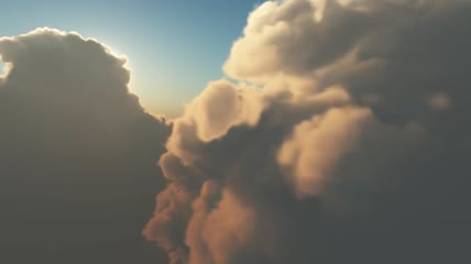 朝向灿烂的太阳在云层中飞翔视频