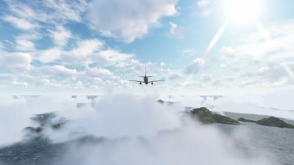 飞机在空中俯瞰低空