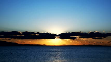 海上天际线美丽日落风景实拍