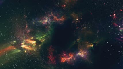 宇宙中壮观的荧光彩色星云视频