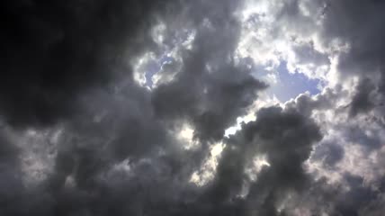 云彩在多云的天空中移动实拍