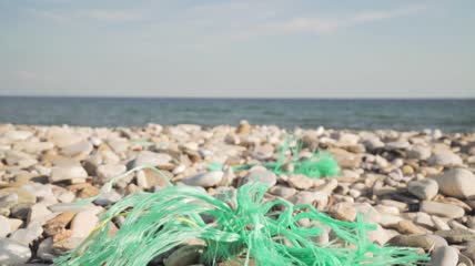 被污染的海岸特写