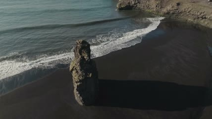 冰岛的雷尼斯菲亚拉海滩航拍