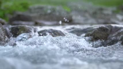 小溪流淌特写视频