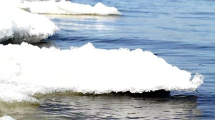 沿河的冰块特写实拍