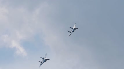 军用喷气式飞机在空中慢动作飞行