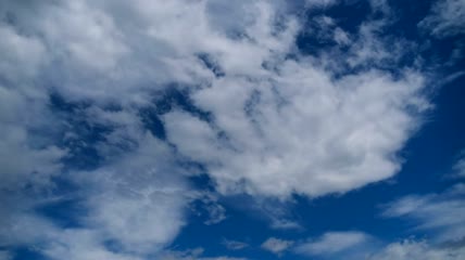 云朵在蓝天中平稳地移动实拍