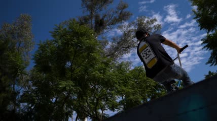 做小轮车技巧的自行车手特写实拍