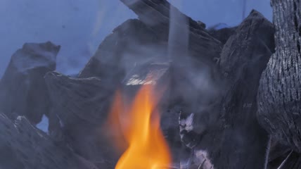 生火烧煤特写实拍
