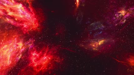 像火一样在红色星云3D空间穿梭视频