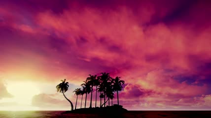 海滩上的红色夕阳时光流逝