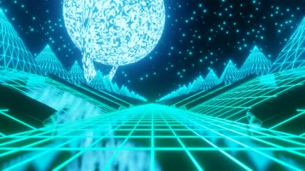 驾车穿越未来主义霓虹灯3D空间景观