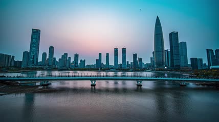 8k延时深圳湾日转夜春笋大厦素材