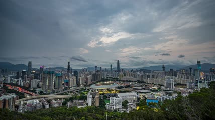 8k延时深圳笔架山全景日转夜素材