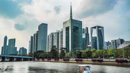 8k延时广东广州写字楼素材