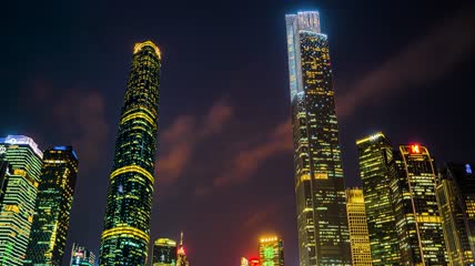 8k延时广州夜景东塔西塔素材