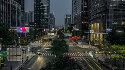 8k延时深圳福田区写字楼日转夜车流