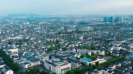 4k航拍江苏苏州姑苏城全景