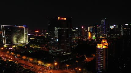 4k航拍苏州国际夜景素材
