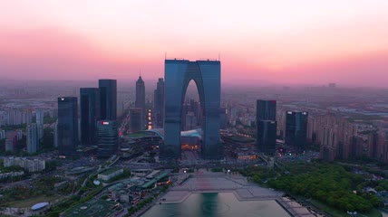 航拍苏州东方之门素材