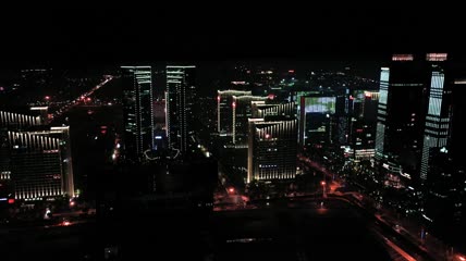 4k航拍浙江永康五金城夜景素材