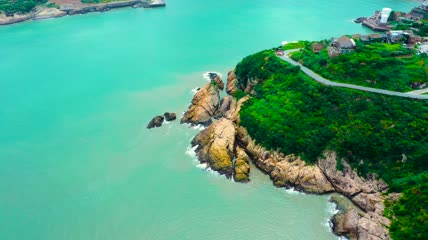 4k航拍浙江温岭沿海码头素材