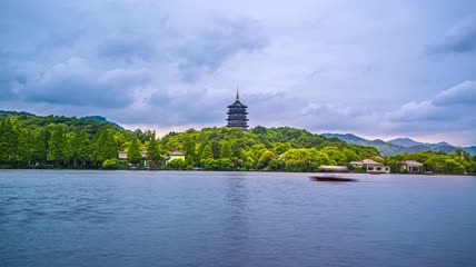 8k延时浙江杭州西湖雷峰塔景区