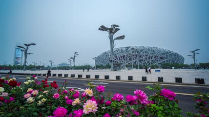 8k延时中国北京鸟巢视频素材