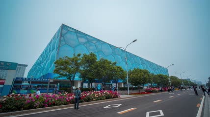延时8k北京水立方视频素材