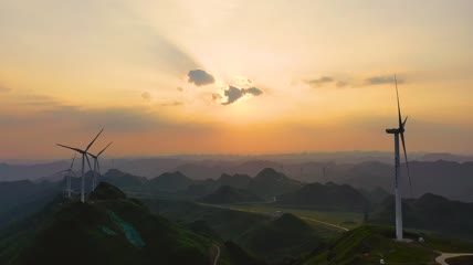 航拍夕阳