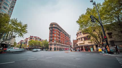 8k延时上海武康大楼十字路口