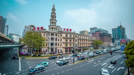 8k延时中国上海地标大世界建筑