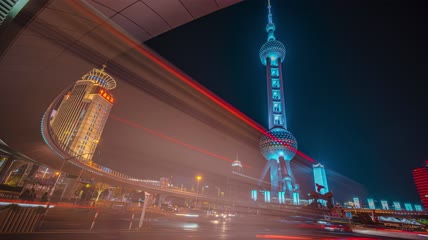 8k延时夜景上海陆家嘴东方明珠