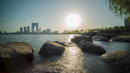 移动延时苏州金鸡湖8k素材