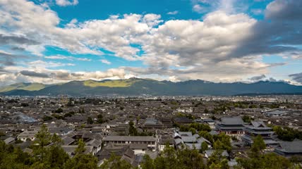 8k延时云南丽江古镇全景