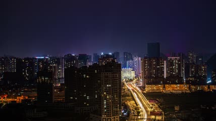 4k延时城市日转夜夜景素材