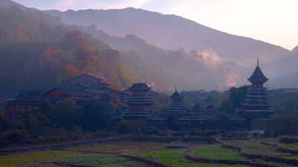 4k延时肇兴侗寨全景
