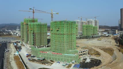 4k航拍工地建筑