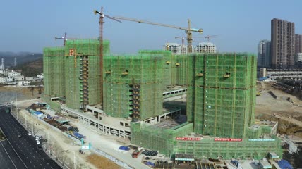 4k航拍工地建筑素材