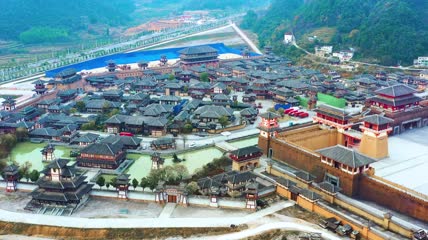 4k航拍都匀影视城建筑