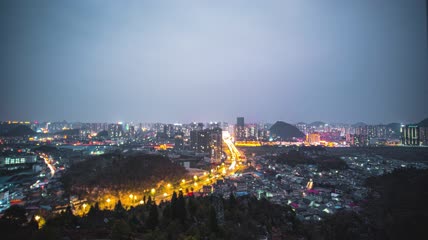 8k延时城市日转夜素材
