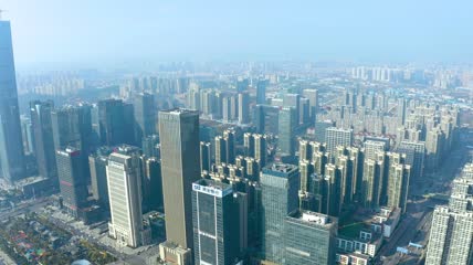 航拍4k银行各大楼