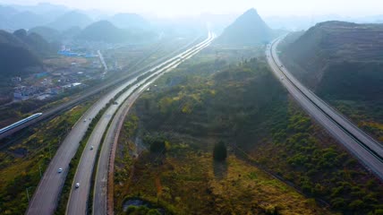 航拍高速国道铁路素材