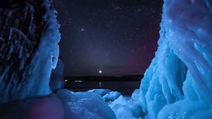极光下的星星视频