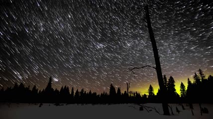 夜空的星星和极光视频