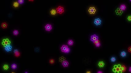 彩色霓虹花朵粒子背景视频